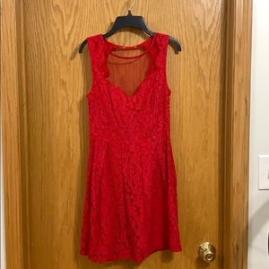 Red lace a-line dress